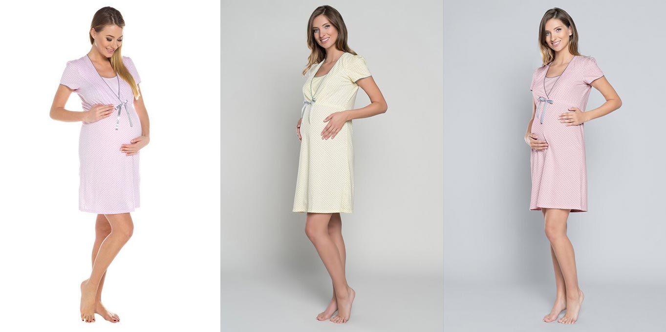 Materské tehotenské nočné košele na kojenie Italian Fashion Felicita ružová, žltá, broskyňová