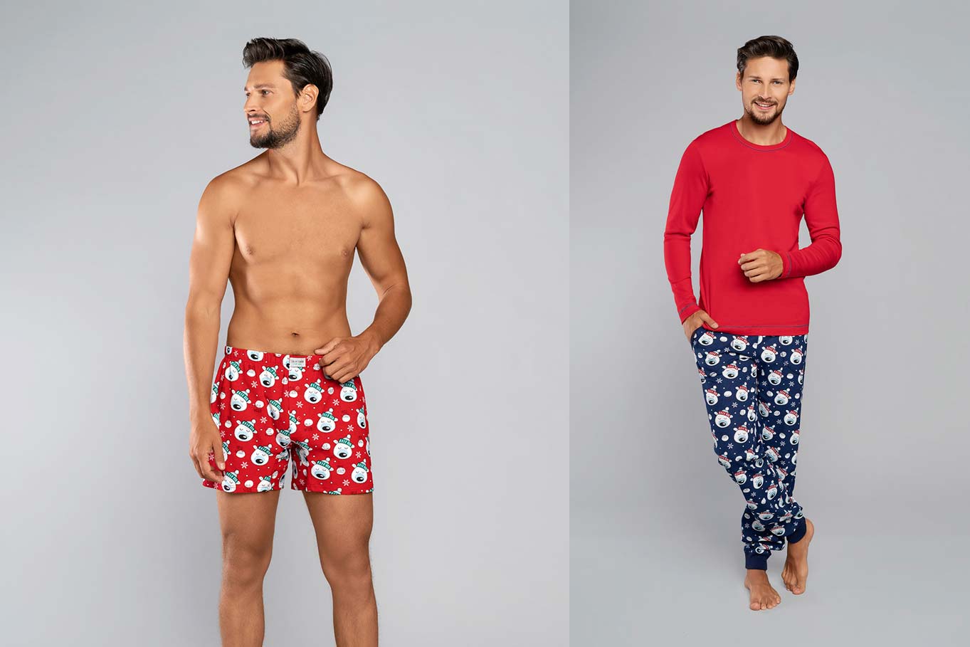 Set vianočné pánske pyžamo a boxerky červené