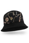 Čierny luxusný štýlový dámsky bavlnený klobúk bucket Willi Nimor na jeseň