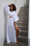Dámska mušelínová sukňa Boho dlhá maxi Mosquito Capri biela