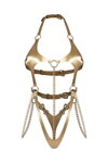 Erotické kožené body Obsessive Anyya Gold zlaté