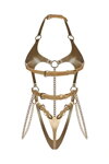 Erotické kožené body Obsessive Anyya Gold zlaté