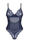Luxusné sexy body s otvoreným rozkrokom Obsessive Nightly Blue tmavomodré