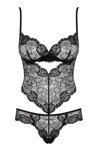 Dámske čipkované body Obsessive Alluria teddy čierne