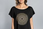 Elegantná nočná košeľa Italian Fashion Mandala čierna