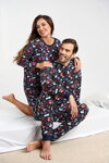 Vianočná dámska bavlnená nočná košeľa Italian Fashion Cookies mega soft tmavomodrá