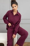 Dámske mušelínové pyžamo na gombíky Sensis Colette burgundy