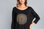 Čierne dámske pyžamo trojštvrťové Italian Fashion Mandala