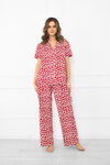 Dámske bavlnené pyžamo na gombíky so srdiečkami Italian Fashion Xenia červené