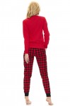 Červené bavlnené dámske pyžamo s dlhým rukávom Dn-nightwear PM.9748