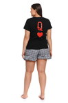 Dámske krátke pyžamo Queen of Hearts Doctor Nap PM.4239 čierne