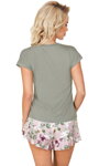 Dámske pyžamo krátke s kvetmi Donna Nicola olivové