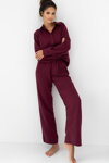 Dámske mušelínové pyžamo na gombíky Sensis Colette burgundy