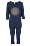Tmavomodré dámske pyžamo trojštvrťové Italian Fashion Mandala