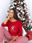 Vianočné dámske bavlnené pyžamo Sensis Christmas Cookie červené
