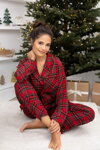 Vianočné dámske flanelové pyžamo Sensis Dayana červené