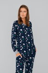 Vianočné dámske pyžamo Italian Fashion Ava mega soft tmavomodré