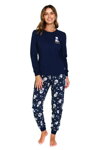 Vianočné dámske pyžamo Doctor Nap Navy Bear tmavomodré