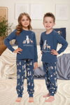 Vianočné detské pyžamá Doctor Nap Deep Blue tmavomodré