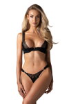 Sexy komplet s otvoreným rozkrokom Obsessive Deina More 2-dielny čierny