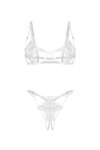 Sexy komplet s otvoreným rozkrokom Obsessive Luise Sublim 2-dielny biely