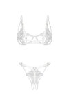 Sexy komplet s otvoreným rozkrokom Obsessive Luise Sublim 2-dielny biely