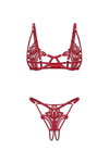 Sexy komplet s otvoreným rozkrokom Obsessive Luise Sublim 2-dielny červený
