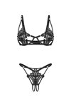 Sexy komplet s otvoreným rozkrokom Obsessive Luise Sublim 2-dielny čierny