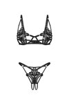 Sexy komplet s otvoreným rozkrokom Obsessive Luise Sublim 2-dielny čierny