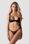 Sexy komplet s otvoreným rozkrokom Obsessive Deina More 2-dielny čierny