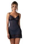 Luxusná sexy nočná košieľka s tangami Obsessive Nightly Blue tmavomodrá