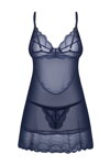 Luxusná sexy nočná košieľka s tangami Obsessive Nightly Blue tmavomodrá