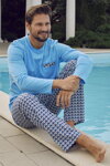 Pánske bavlnené pyžamo Italian Fashion Jaromir nebesky modré