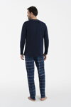 Pánske bavlnené pyžamo Italian Fashion Ruben tmavomodré