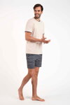 Pánske bavlnené pyžamo krátke Italian Fashion Lars béžové