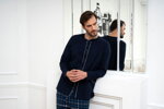 Pánske bavlnené pyžamo na gombíky Italian Fashion Jakub tmavomodré