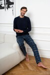 Pánske bavlnené pyžamo Italian Fashion Ruben tmavomodré