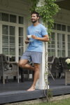 Pánske bavlnené pyžamo krátke Italian Fashion Jaromir nebesky modré