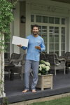 Pánske bavlnené pyžamo Italian Fashion Jaromir nebesky modré