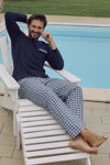 Pánske bavlnené pyžamo Italian Fashion Jaromir tmavomodré