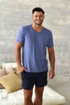 Pánske pyžamo krátke Italian Fashion Dallas nebesky modré
