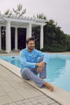Pánske bavlnené pyžamo Italian Fashion Jaromir nebesky modré