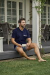 Pánske bavlnené pyžamo krátke Italian Fashion Jaromir tmavomodré