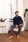 Vianočné pánske pyžamo Italian Fashion Rojas mega soft tmavomodré