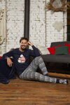 Vianočné pánske bavlnené pyžamo Italian Fashion Arctica tmavomodré