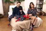 Vianočné pánske pyžamo Italian Fashion Rojas mega soft tmavomodré