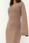 Dámske pletené šaty Mosquito Ellin Taupe béžové detail spredu