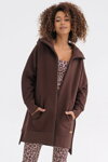 Luxusná dámska dlhá mikina na zips s kapucňou Mosquito Heet Dark Brown hnedá
