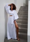 Mušelínová zavinovacia košeľa Boho Mosquito Capri biela
