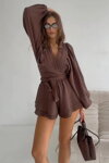 Mušelínové šortky Boho volánové Mosquito Capri hnedé